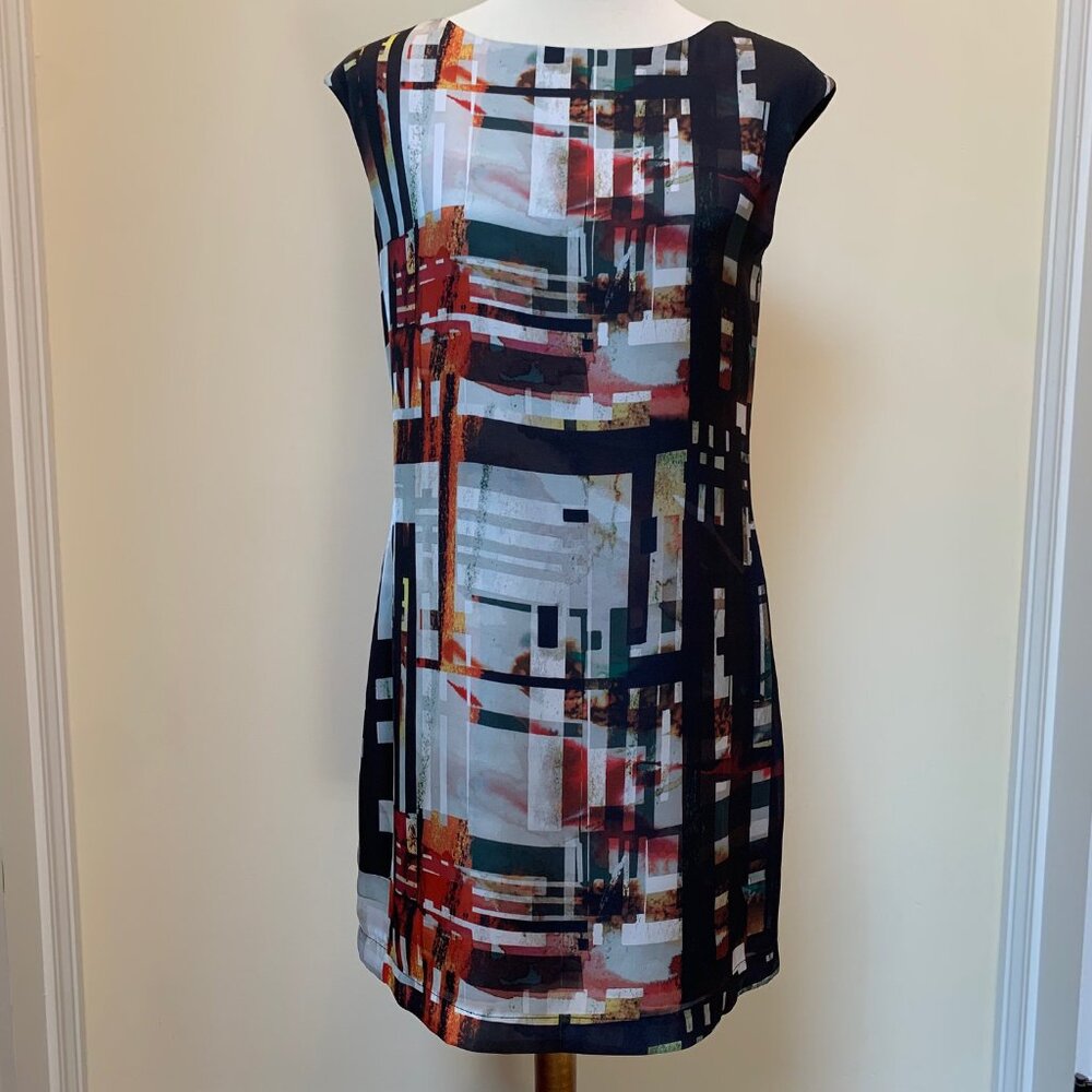 Ted Baker Shift Dress Abstract Print Multicolor TB Size 2, USA Size 4/6